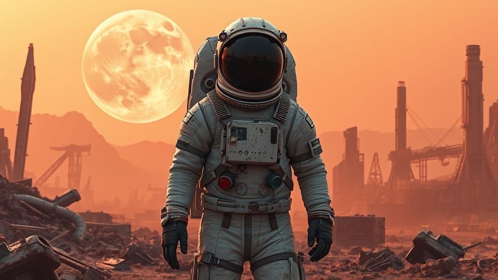 Abandoned Space Mining Colony in Gritty Sci-Fi Aesthetic