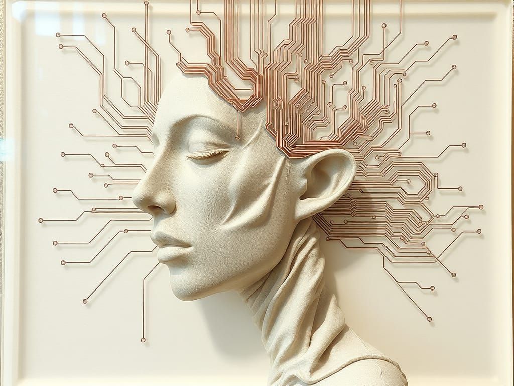 Upcycled Dainty Chambray I Could Believe You're Human 3D Collage Sculpture