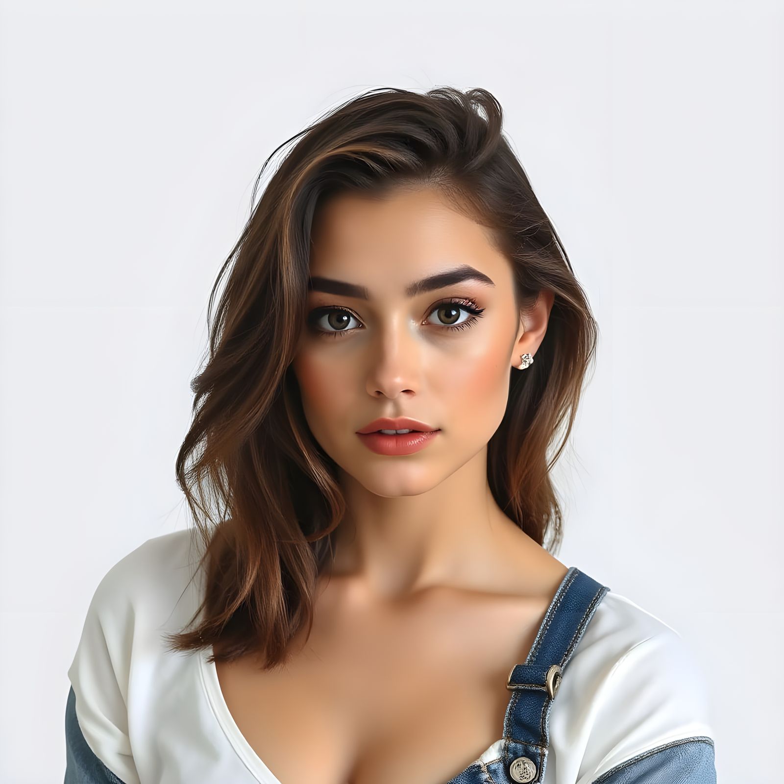 Sensual Young Woman with Airbrushed Minimalist Beauty