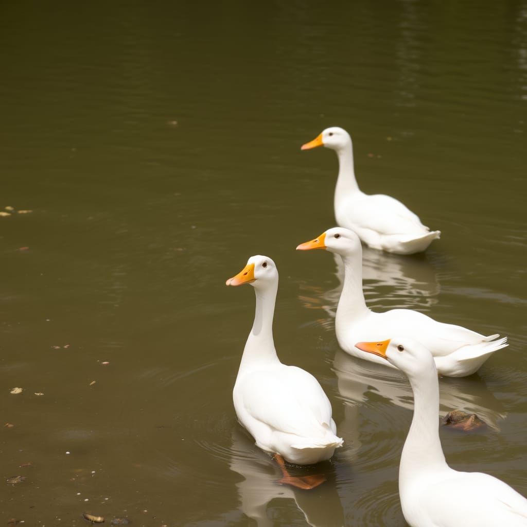 Ducks on pond demanding bread