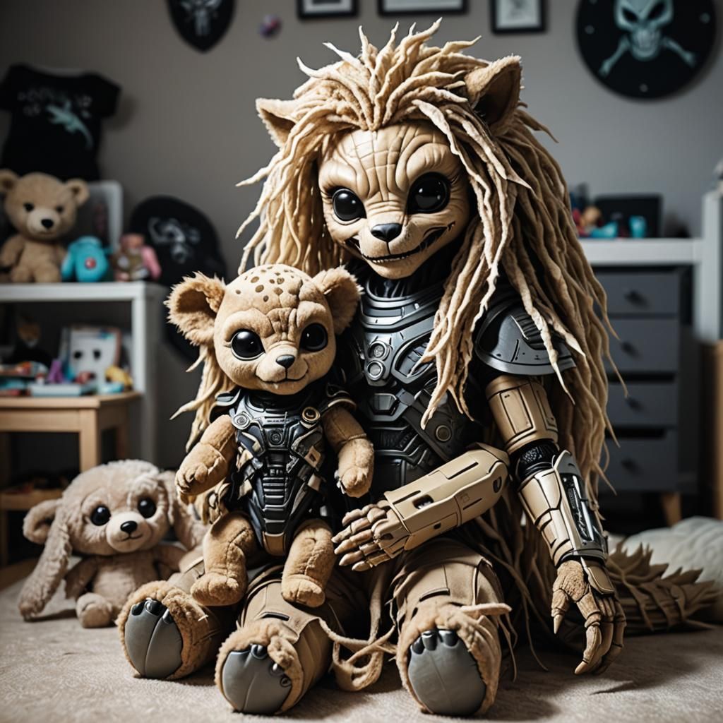 Alien Baby with Predator Teddy Bear