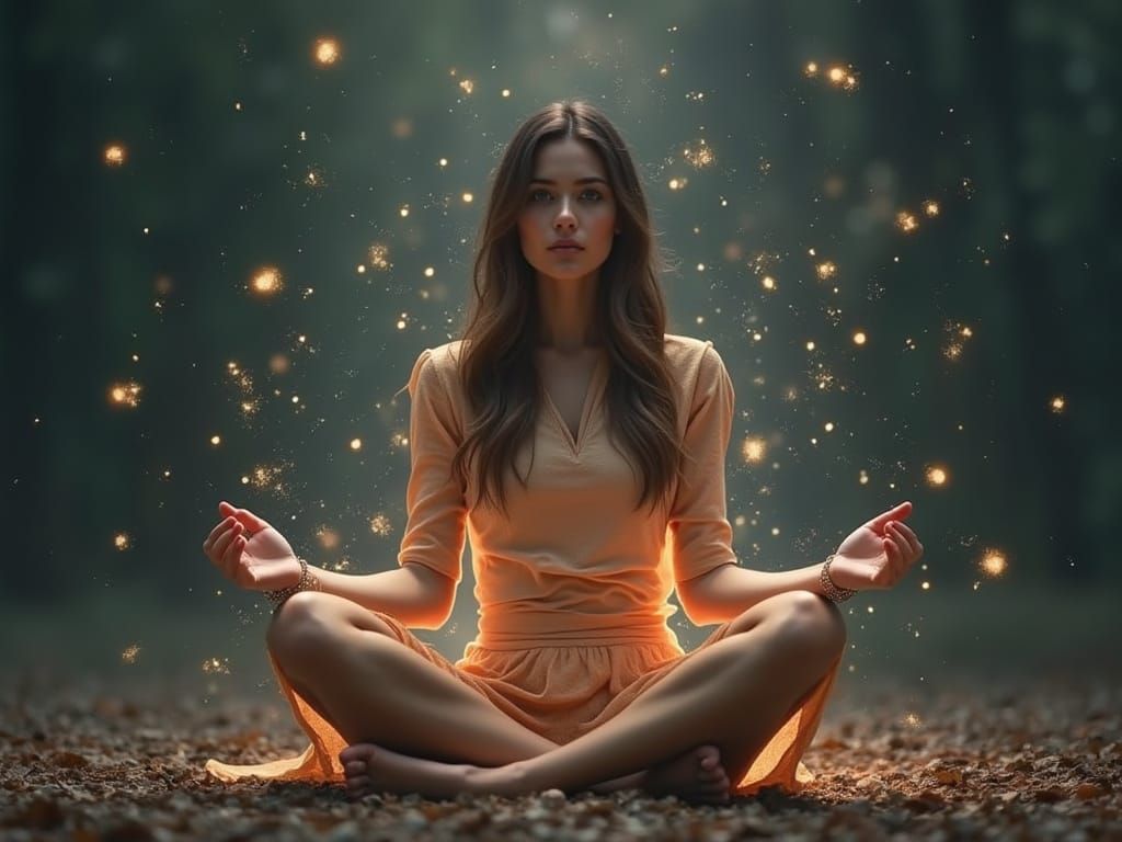 Woman Connecting to Parallel Universe Selves