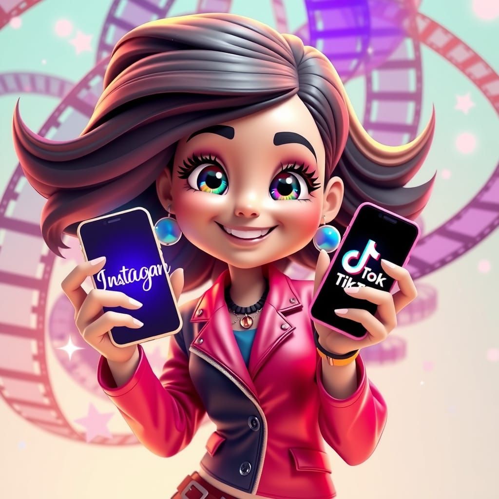 Vibrant 3D Cartoon Socialite