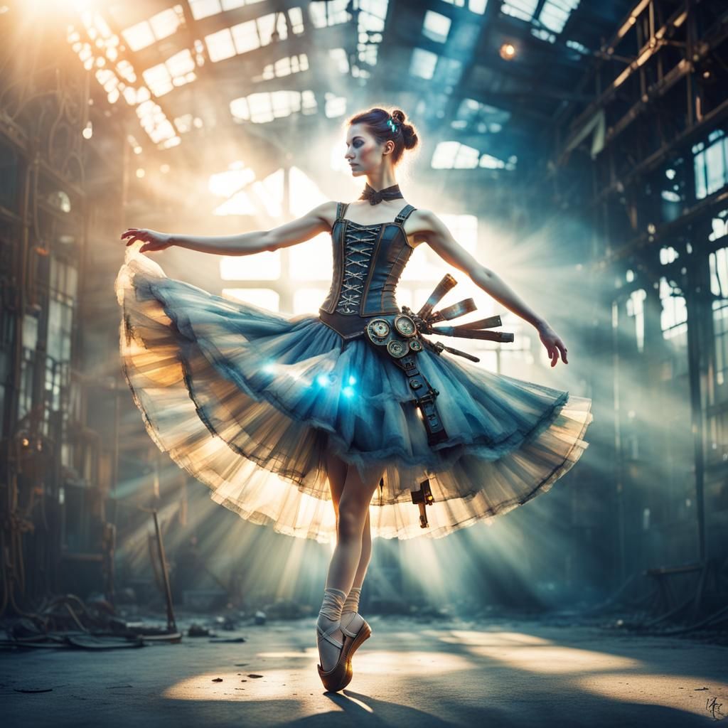 Steampunk Ballerina in Post-Apocalyptic Twilight