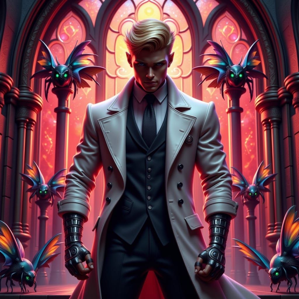 Cyberpunk Detective Amidst Dark Fantasy Chaos