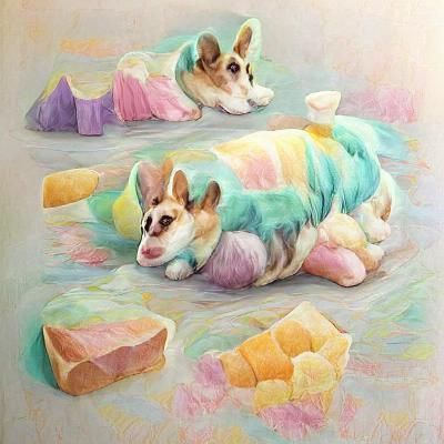 Pastel Corgi Dog Portrait