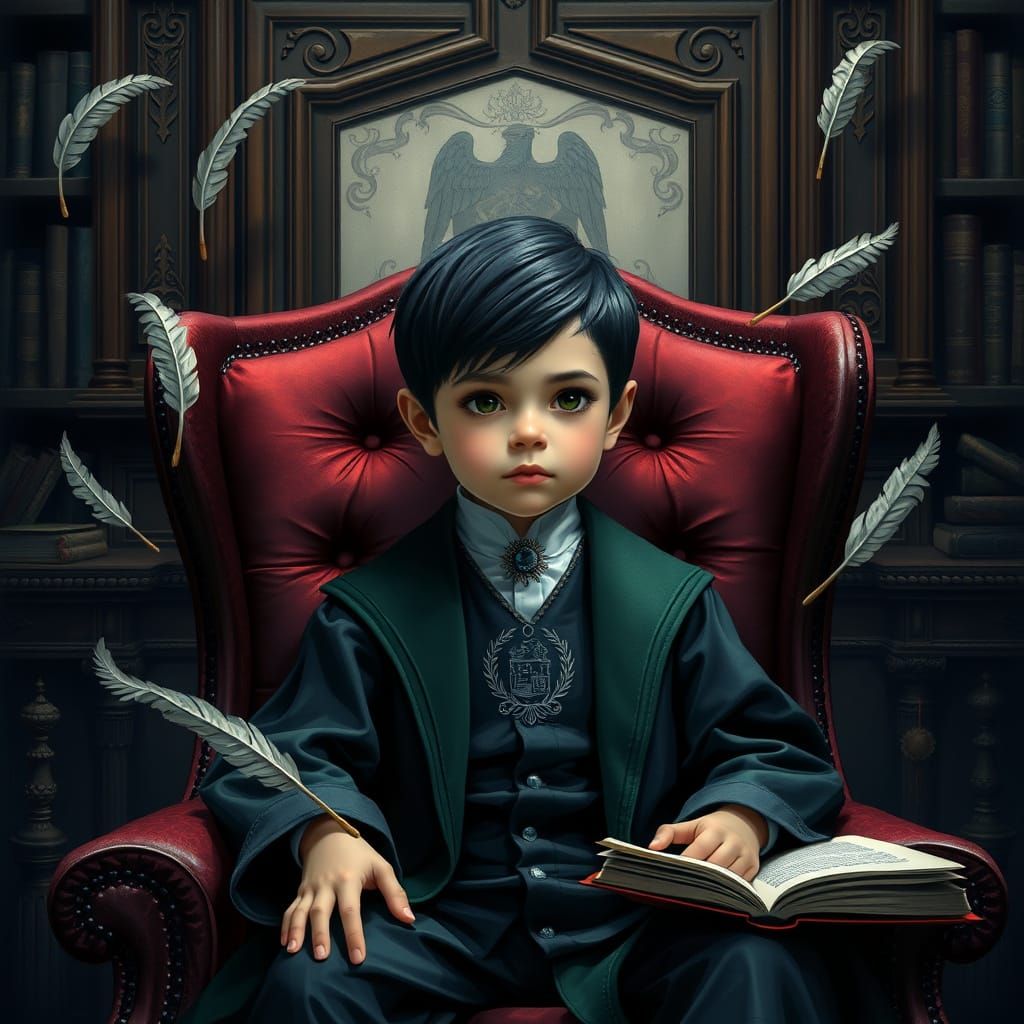 Young Wizard in Dark Study, Magical Realism