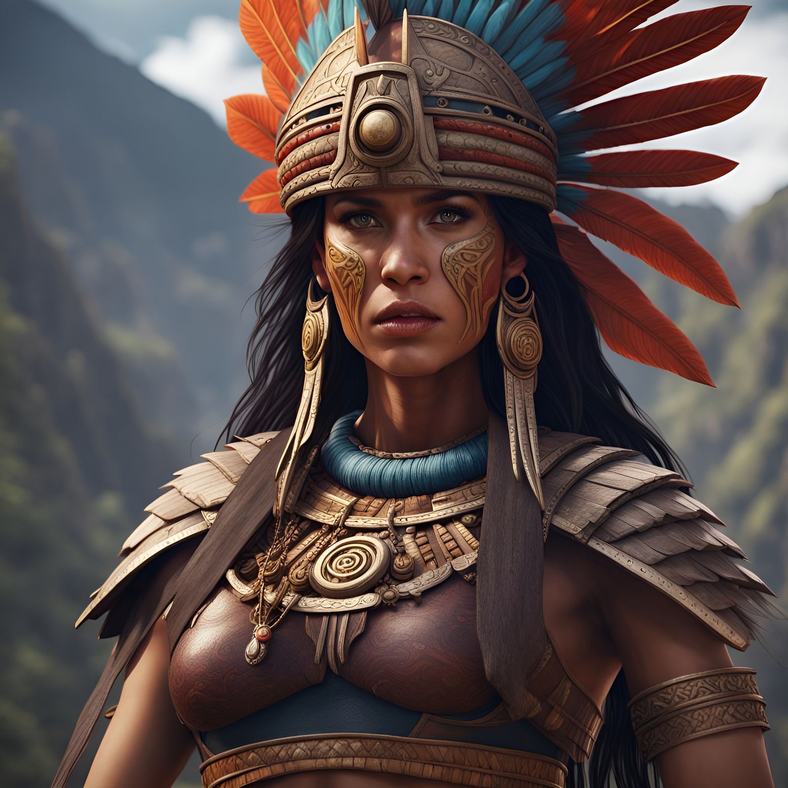 Inca Warrior: Detailed Matte Painting in 8K