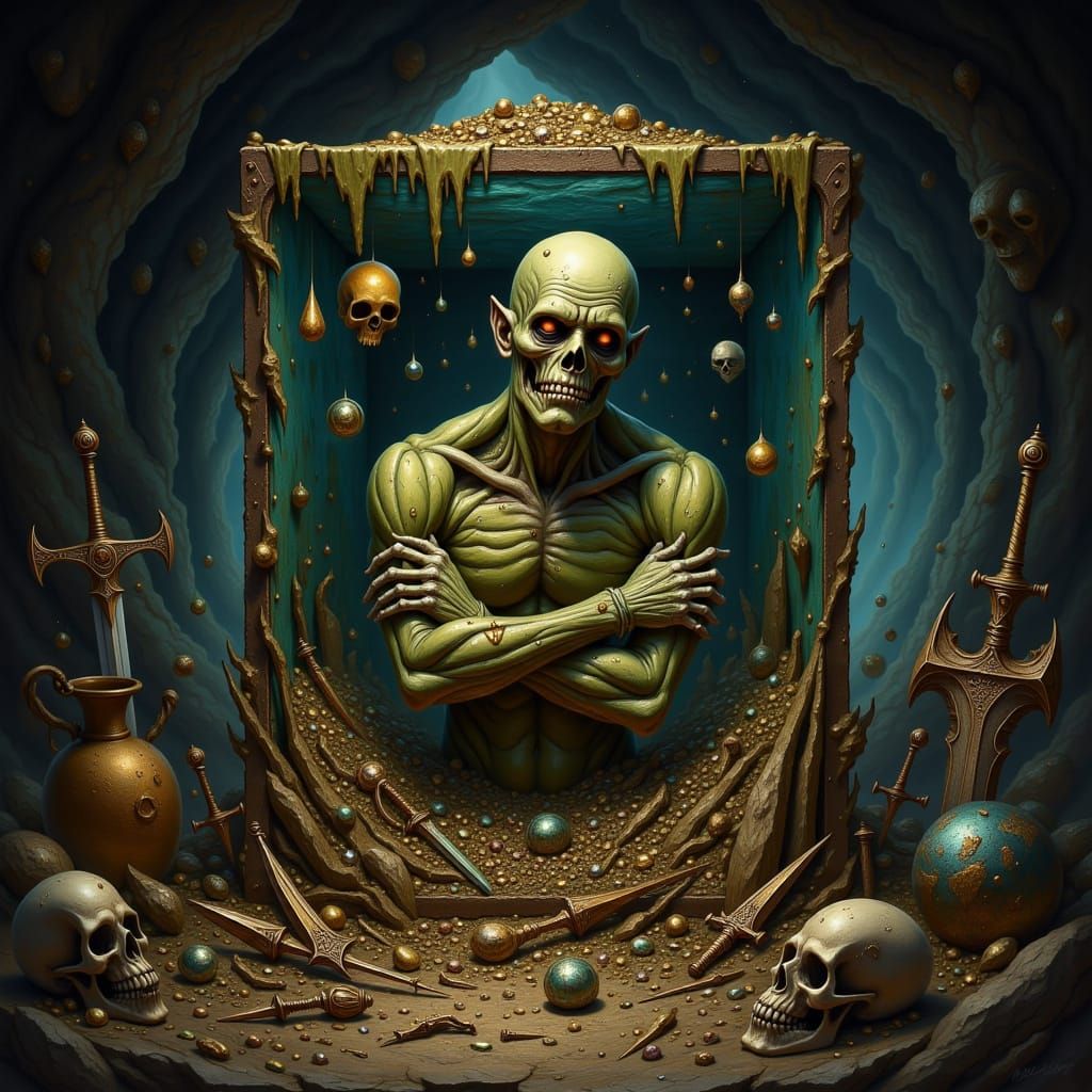 Undead Zombie Trapped in Ooze Cube with RPG Loot