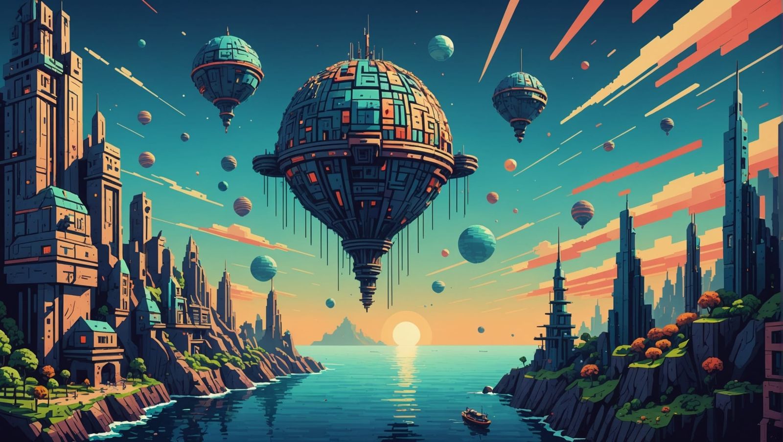 Wanderer Above the Sea: Retrofuturistic Pixel Art
