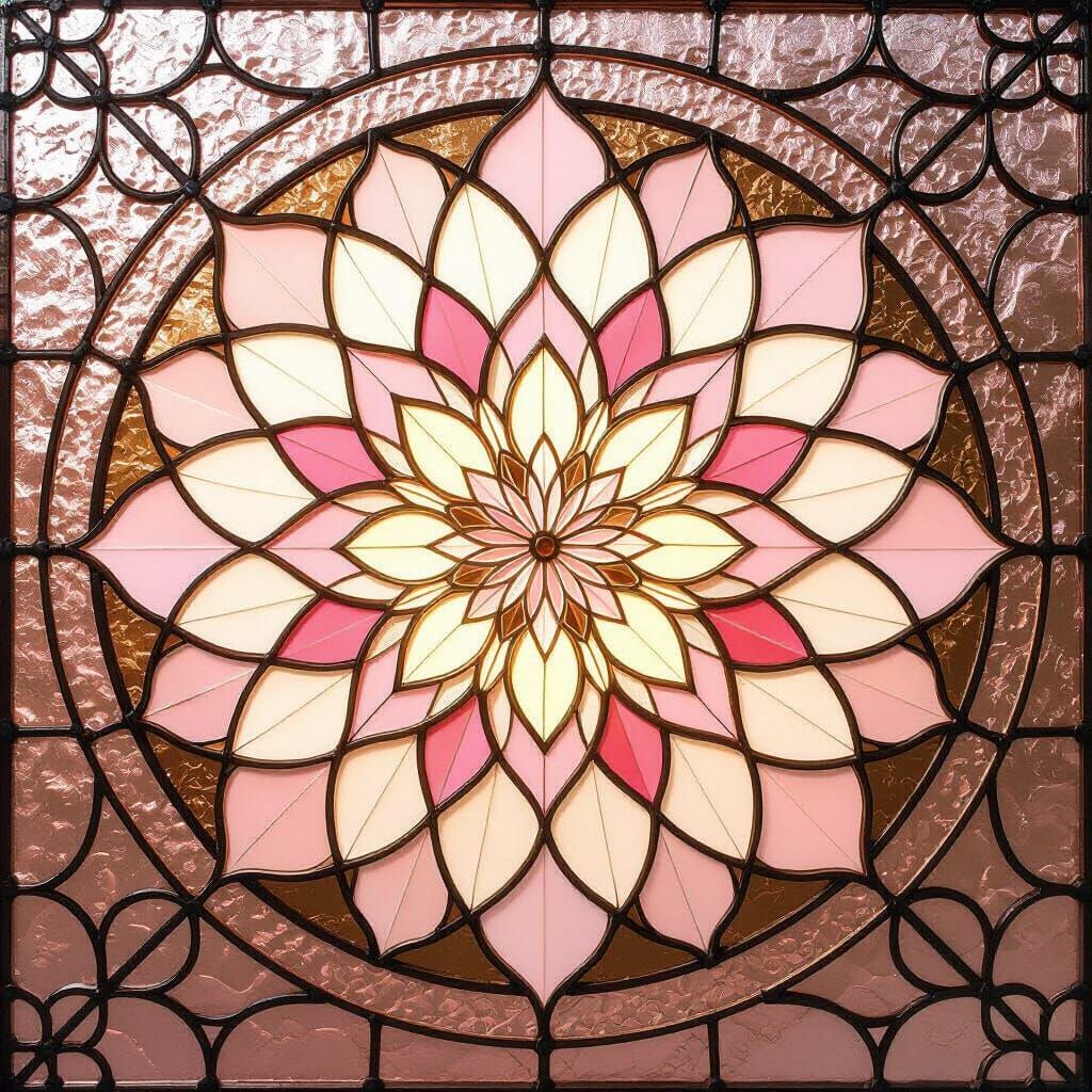 Intricate Lotus Mandala in Stained Glass Style