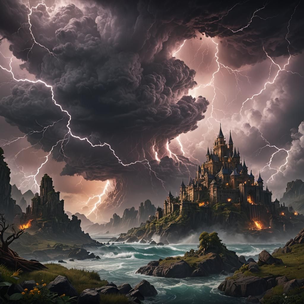 Dramatic Storm in Detailed Matte Painting Style
