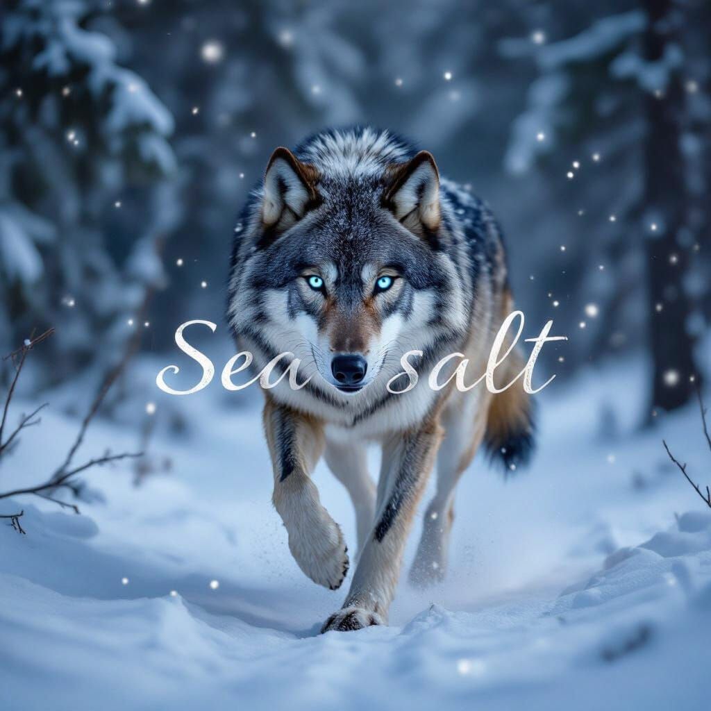 Majestic Wolf Running Through Snowy Forest in Hyperrealistic...