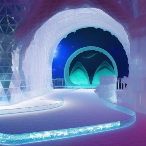 Holographic Ice Palace Entrance: Fantasy Concept Art
