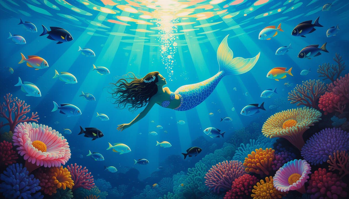 Psychedelic Underwater City Inspired by Hieronymus Bosch