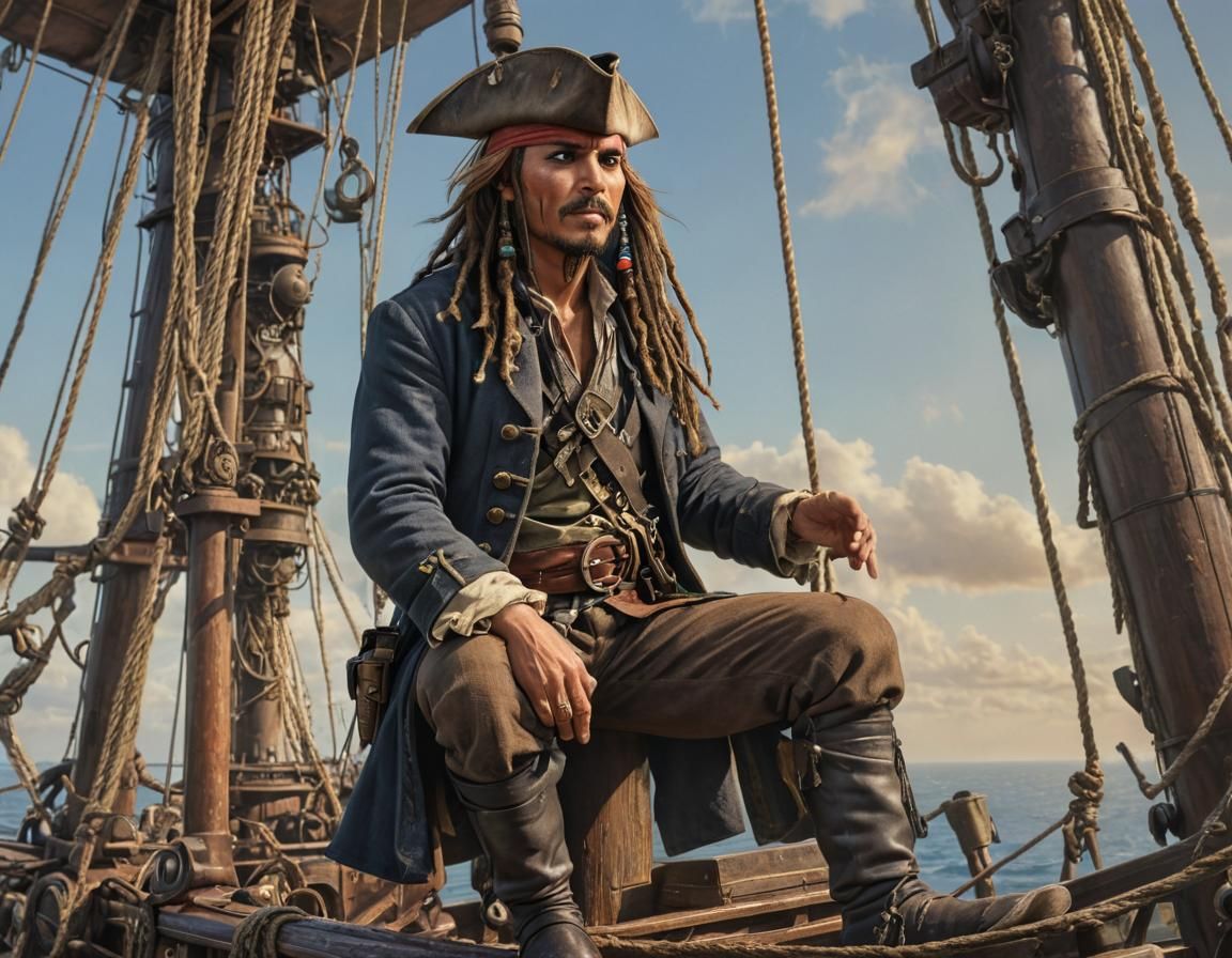 Jack Sparrow and Gibbs on the Rigging