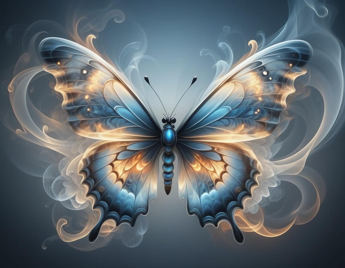 Ethereal Flame Butterfly in Surreal Photorealistic Style
