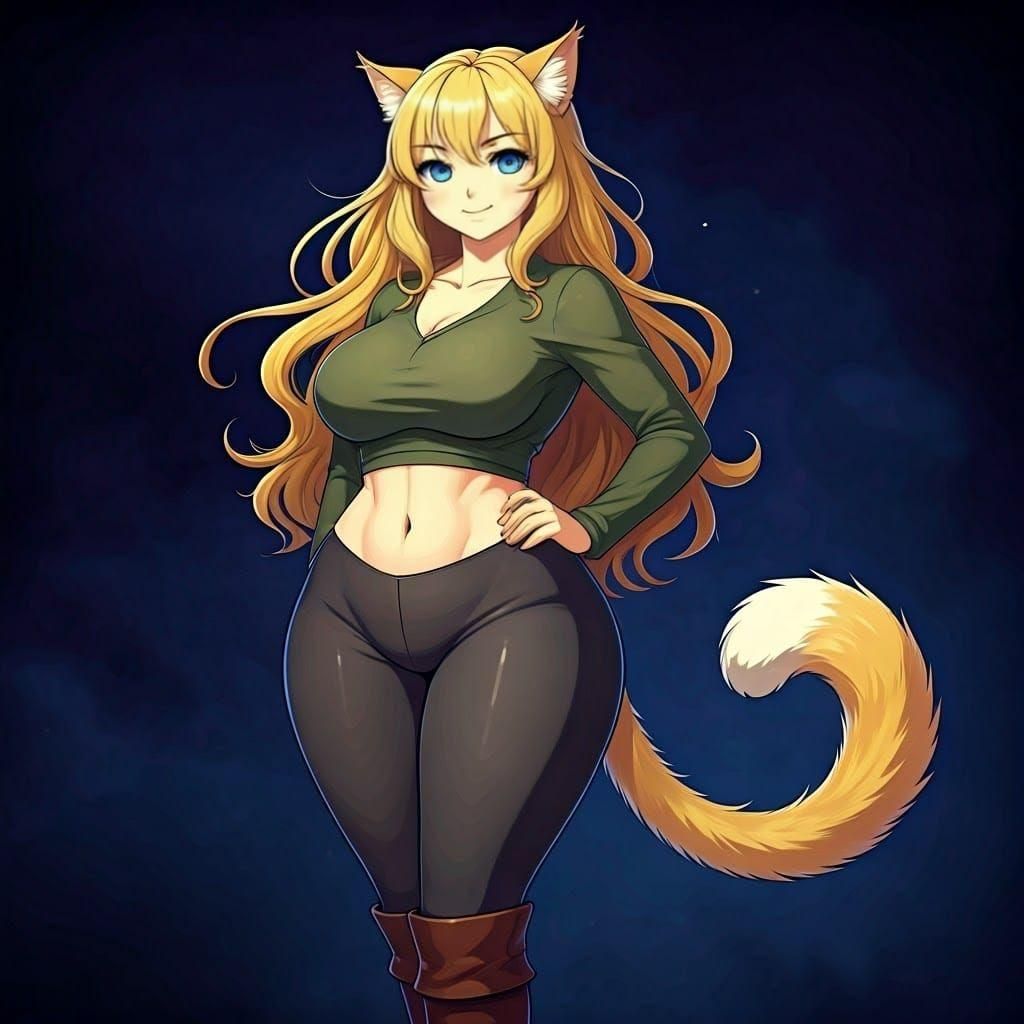 Anime Cat-Girl Portrait in Studio Trigger Style