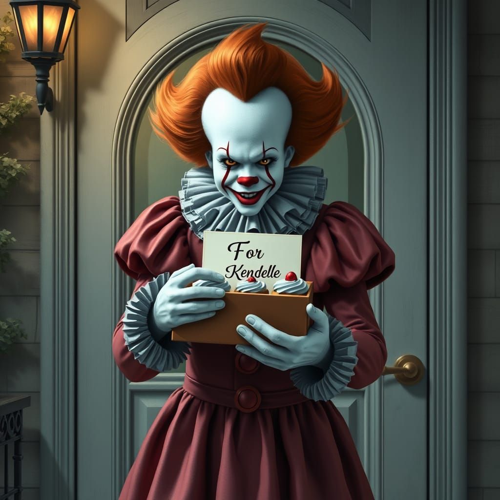 Ethereal IT Pennywise Offers Cupcakes in Whimsical Fantasy S...