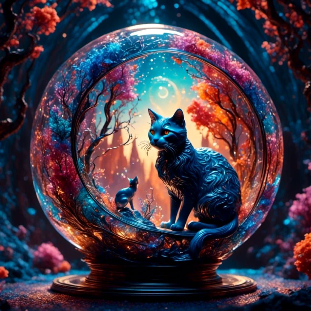 A cat in a glass ball