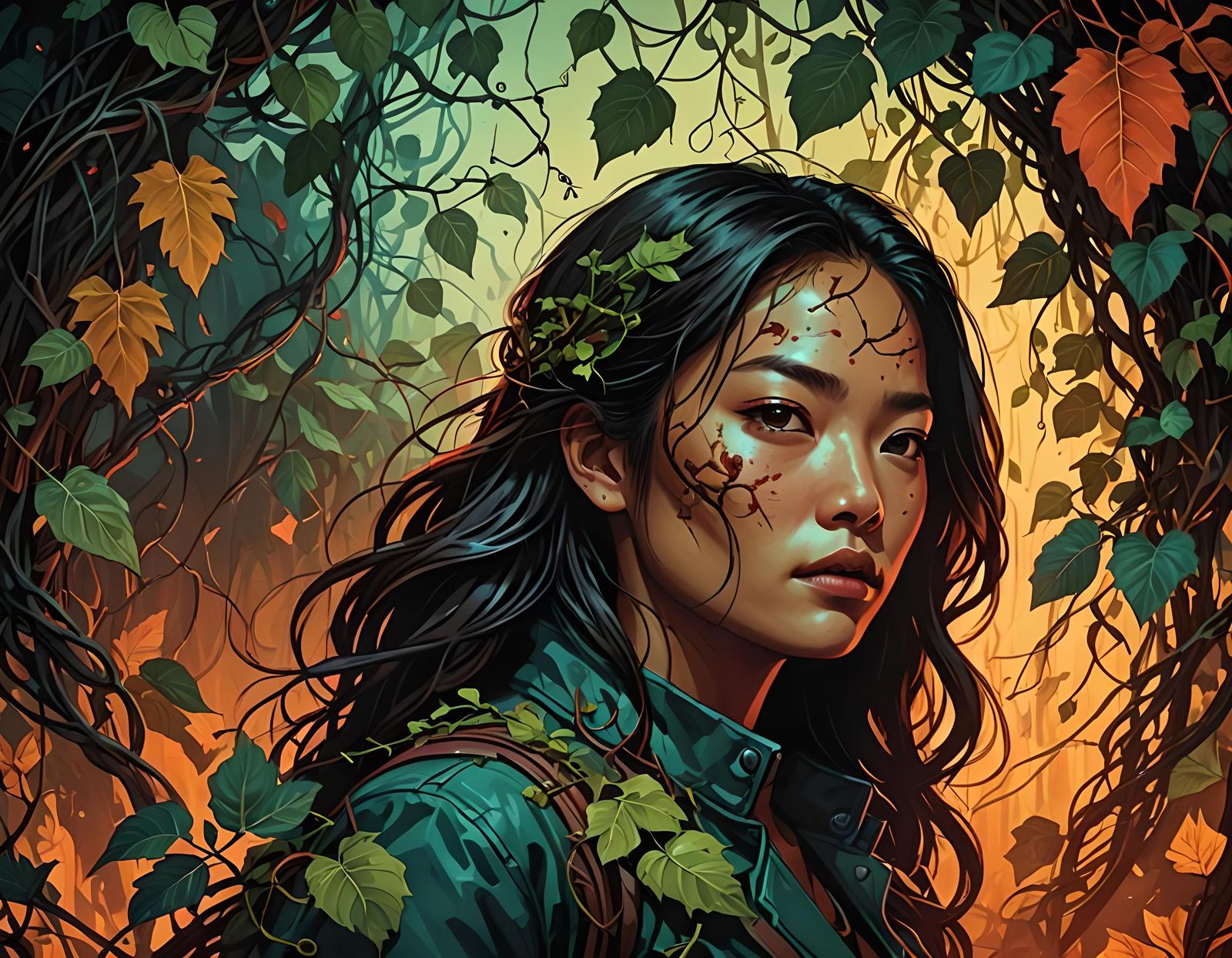 Jamie Chung Digital Portrait in Dark Fantasy Style