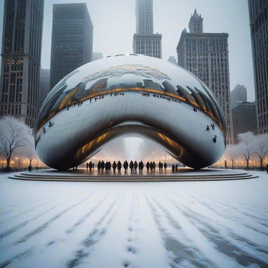 Chicago Bean in Winter Wonderland