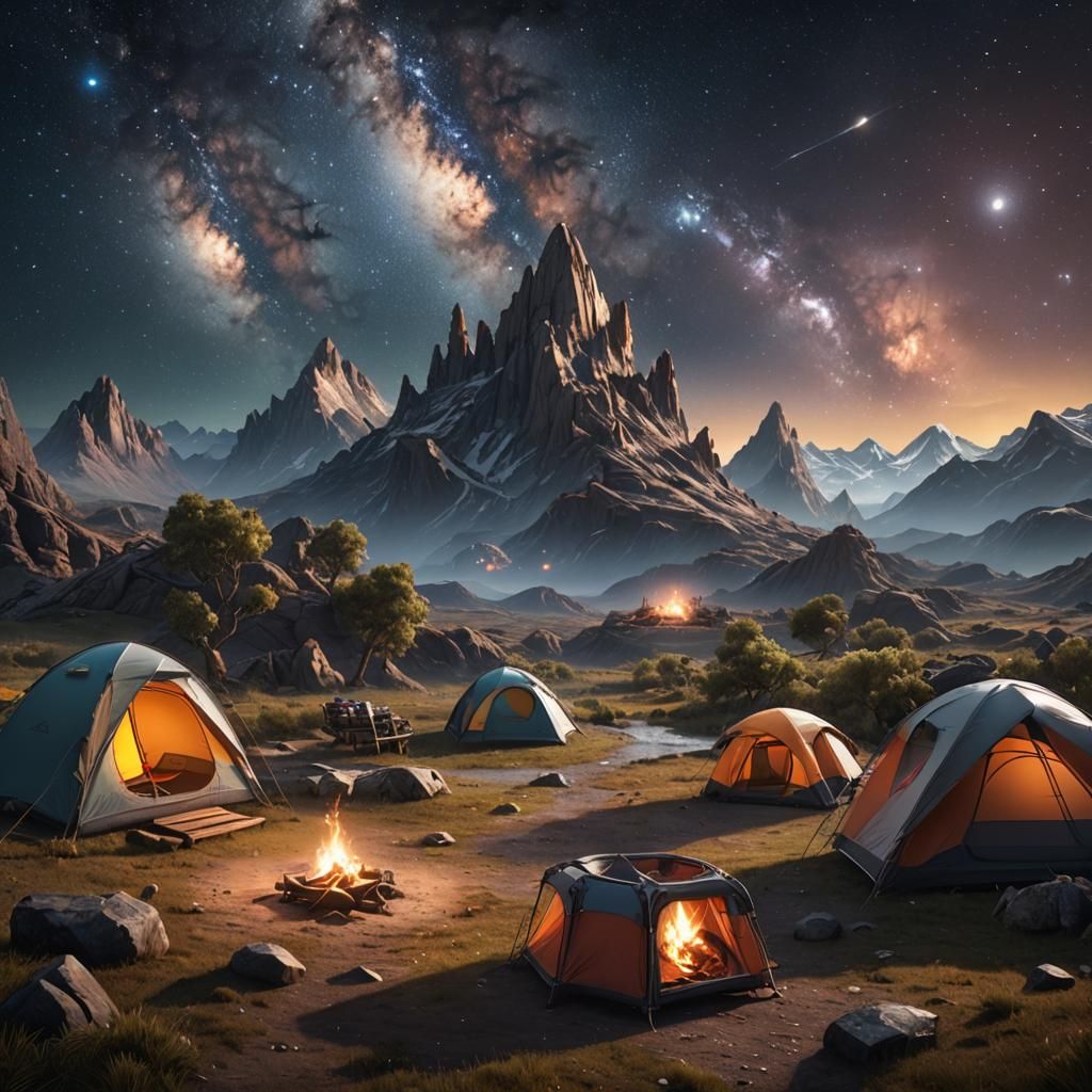Milky Way Camping: Detailed Matte Painting