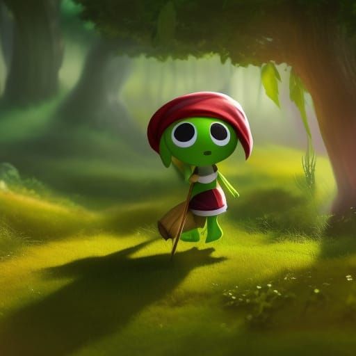 Keroro in Hobbiton: A Pixar-Style 3D Rendering