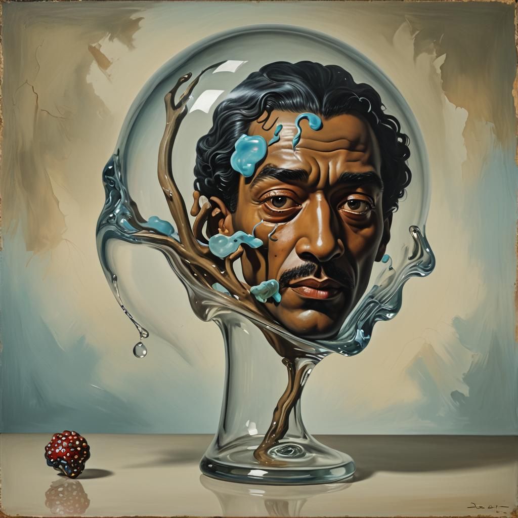 Surreal Romantic in Glass Figurine, Dali Style