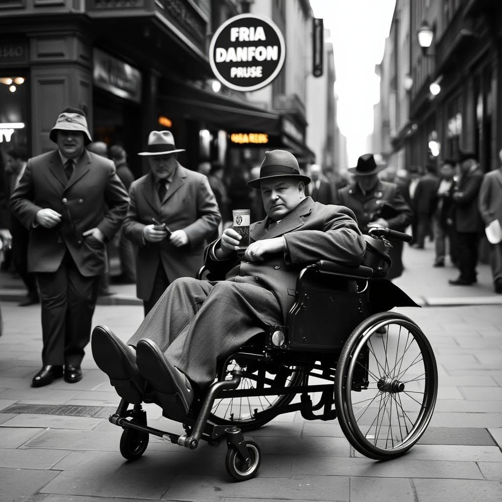 Gangster Al Capone in a Wheelchair, Surrounded by Prohibitio...