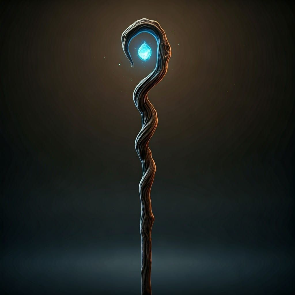 Ancient Gnarled Staff Illuminated by Dynamic Light