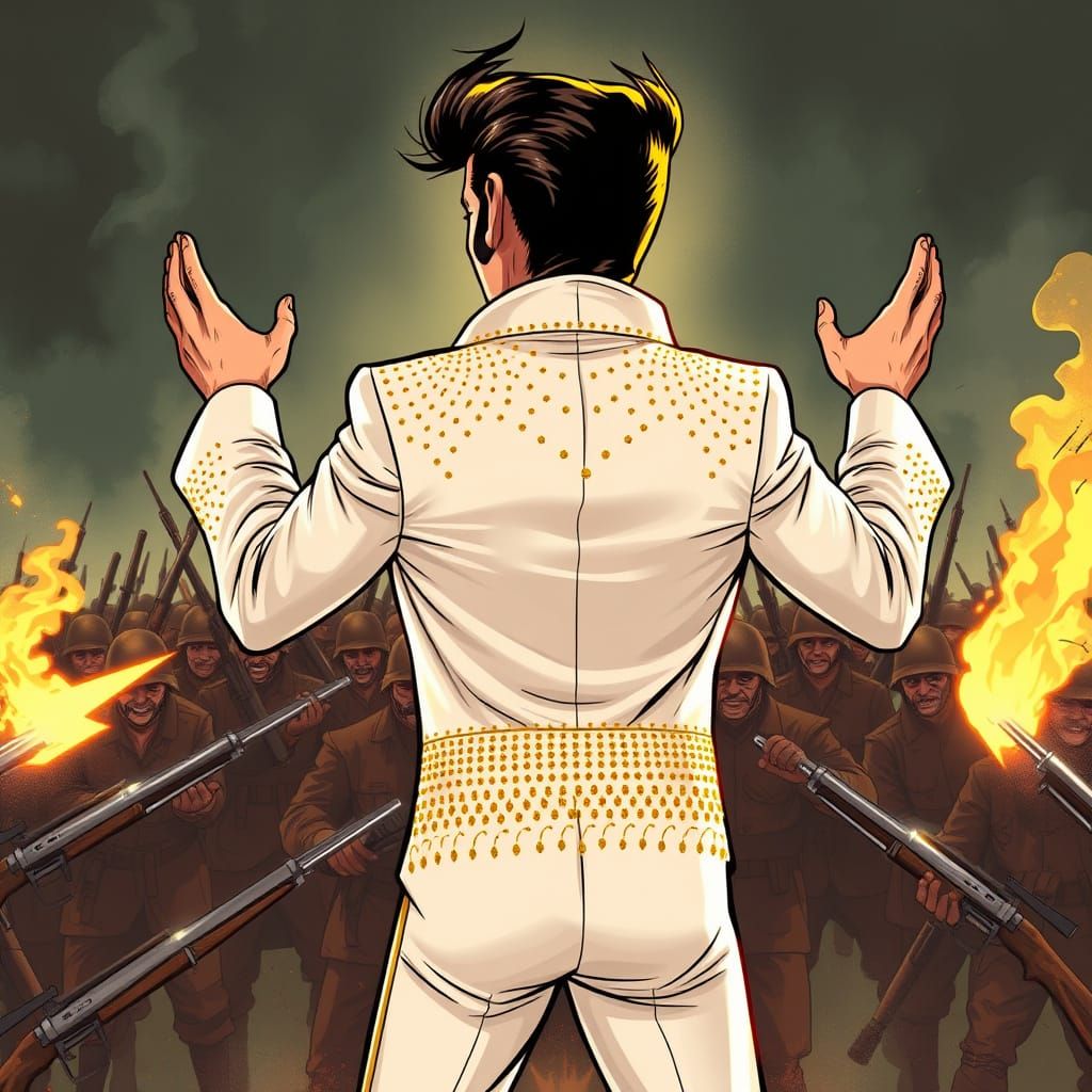 Elvis Presley Defies Menacing Enemy in Cartoon Action