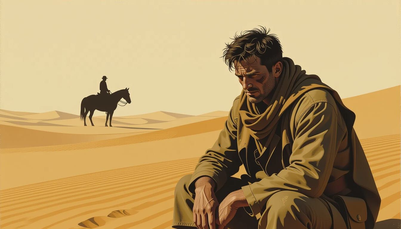 Desolate Desert Traveler in Beksiński Style