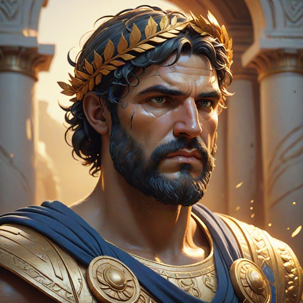 Heroic Greek Man Portrait in Digital Art