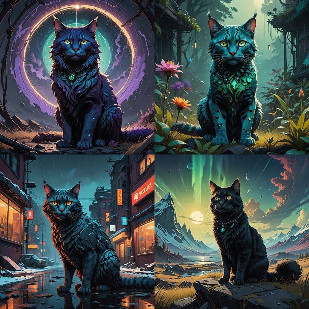 Stunning Feline Masterpiece in Vibrant Fantasy Colors