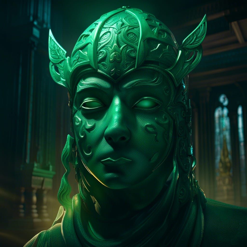 Jade Mask Reveals Ghost World, Dark Fantasy Art