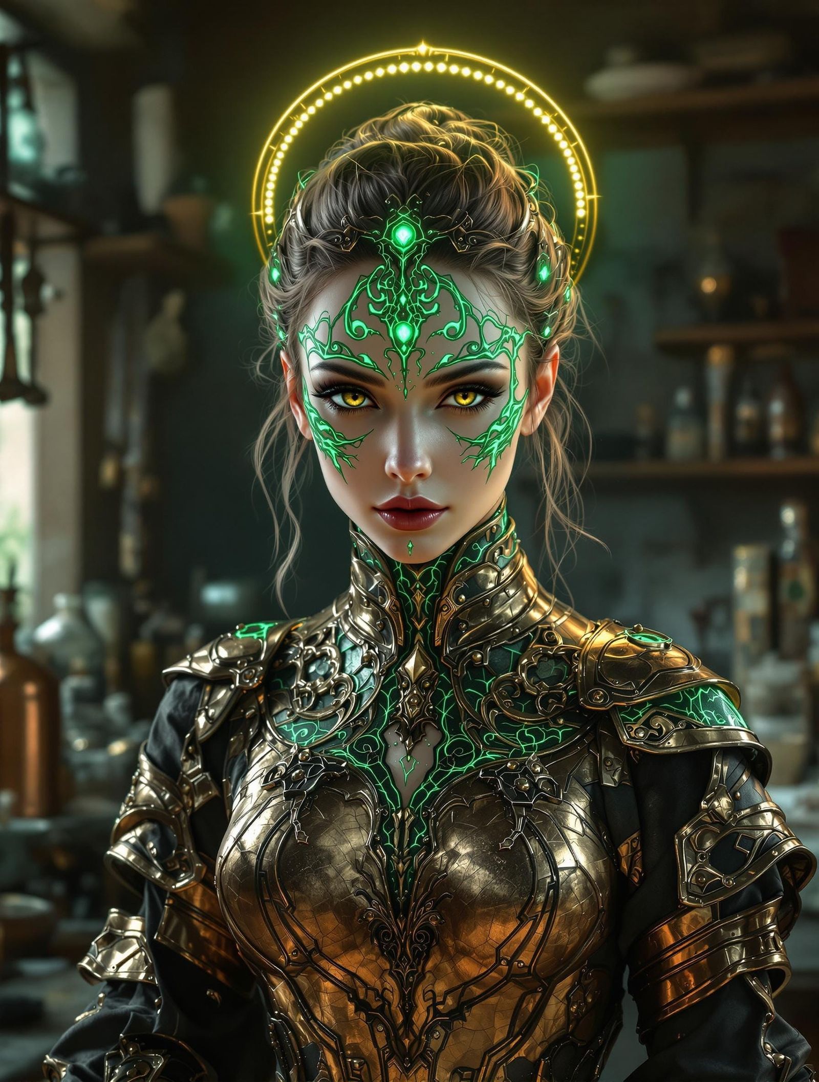 Luminous Alchemist in Digital Art Nouveau Style