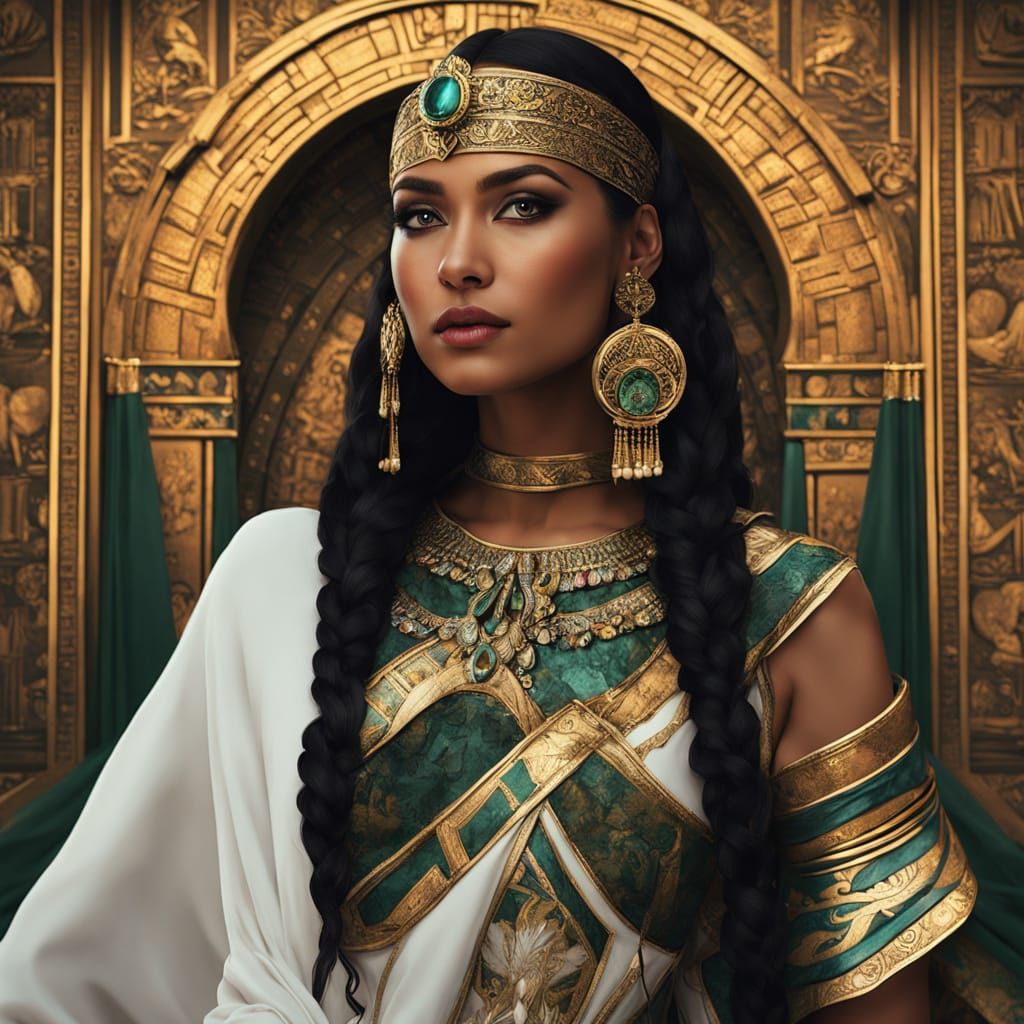 Egyptian Queen in Regal Splendor with Cinematic Lighting
