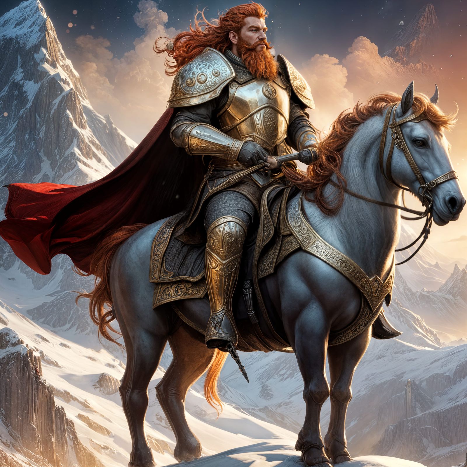 Dwarven King on Ram, Dark Fantasy Concept Art