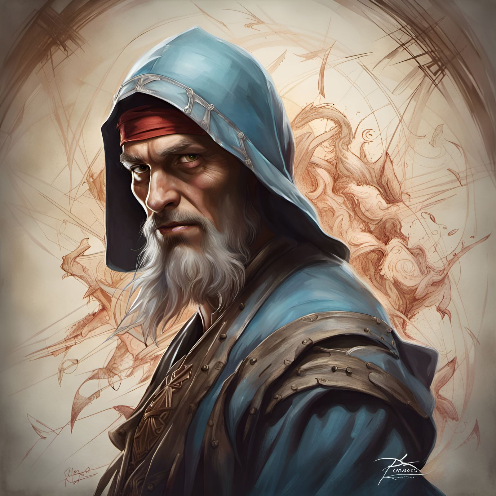 DaVinci as Ninja: Digital Art Portrait
