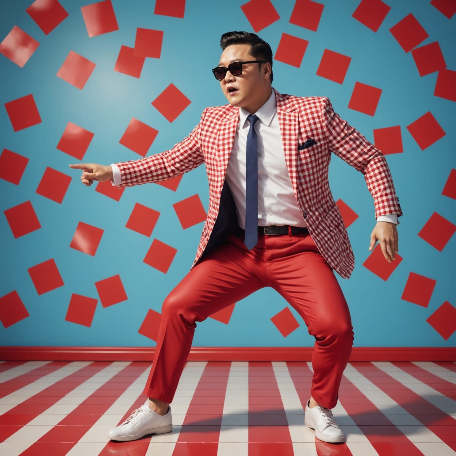 Psy Performs Gangnam Style in Vibrant Gingham