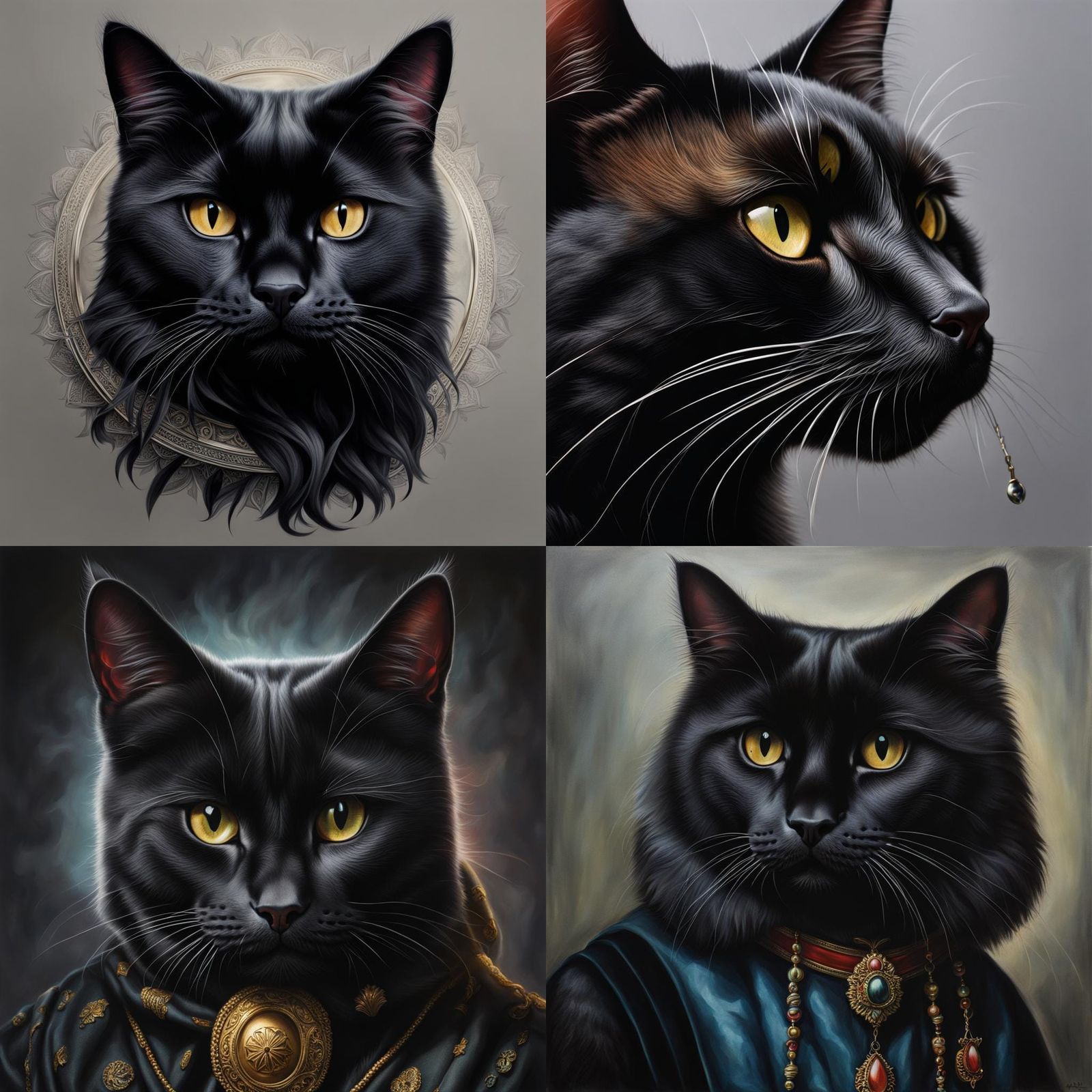 Hyperrealistic Cat Familiar Practicing Black Magic