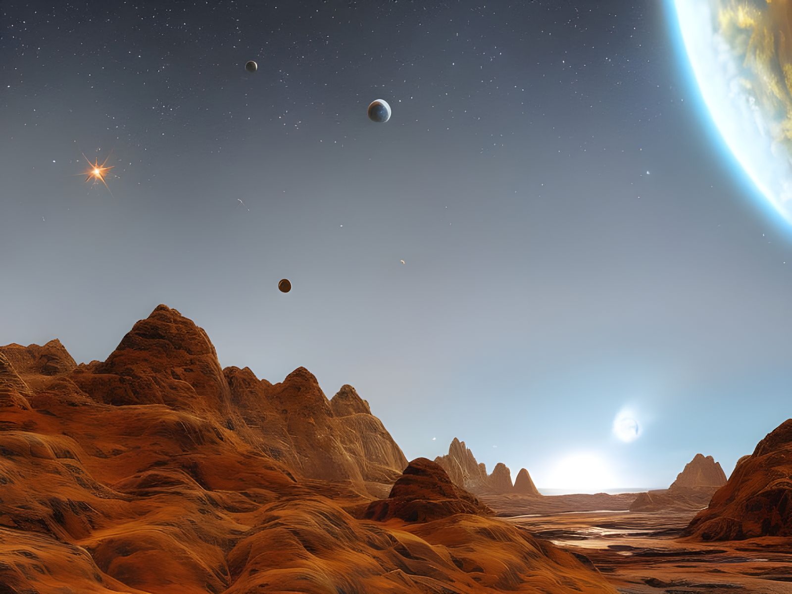 Hyperrealistic Galaxy Explorer on Alien Planet