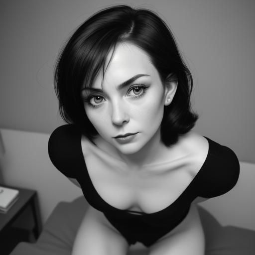 Hyperrealistic Pin-Up Model in Dimly Lit Room