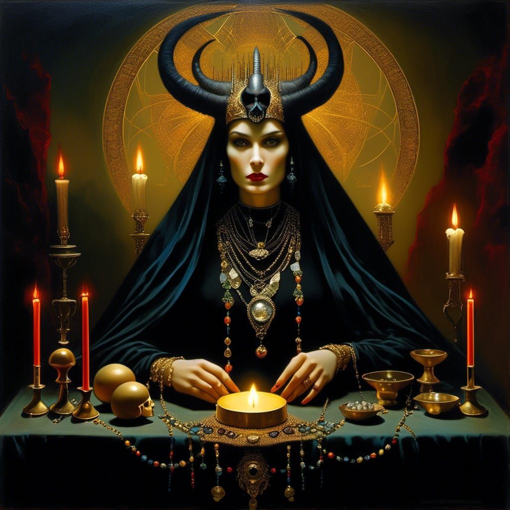 Sinister Fortune Teller with Tarot Cards