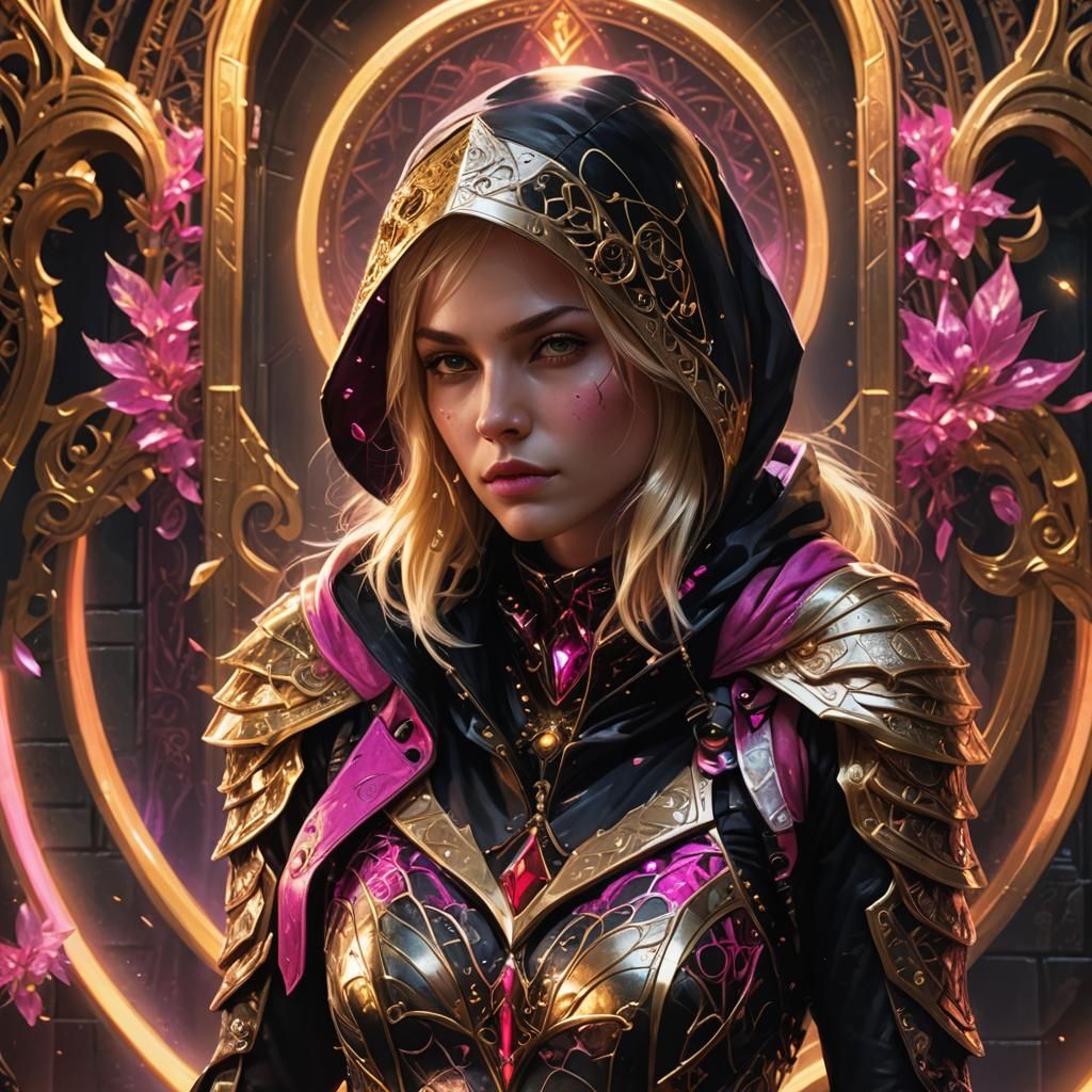 Female Assassin in Magical Suit: Digital Art