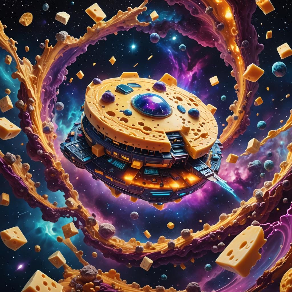 Cheese Spaceship Concept Art in Deep Space