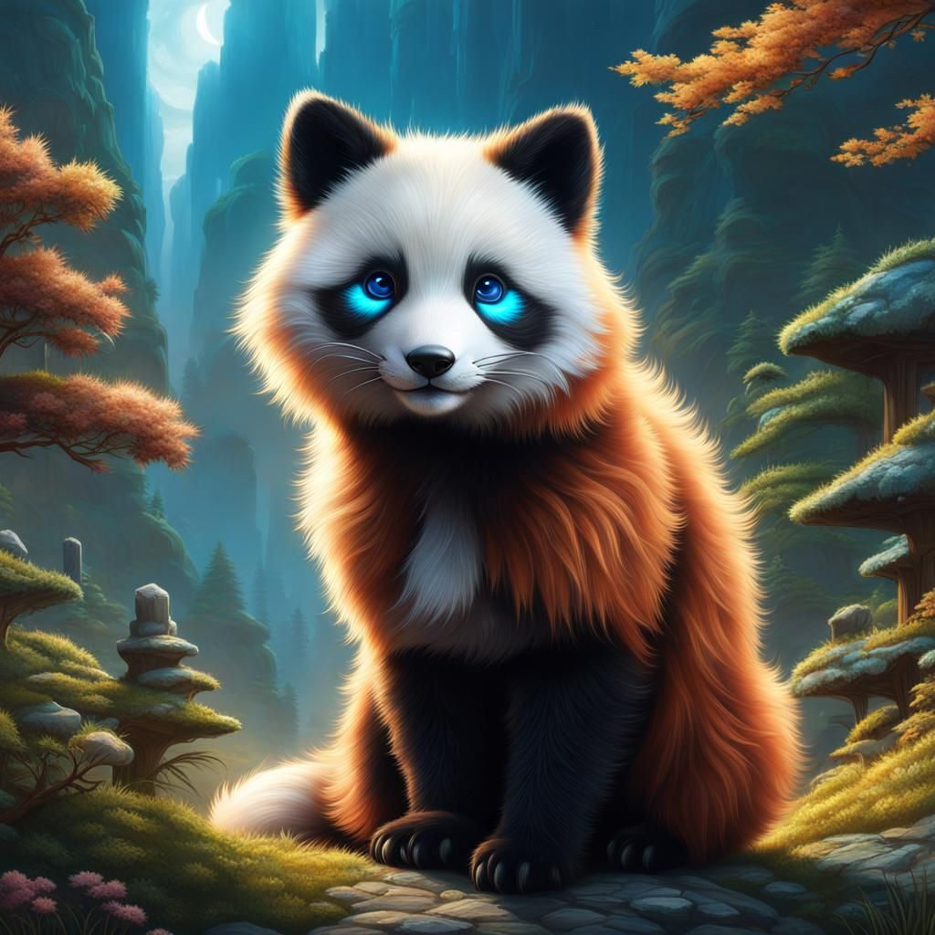 Stunning Fluffy Fox Panda Hybrid in 8k