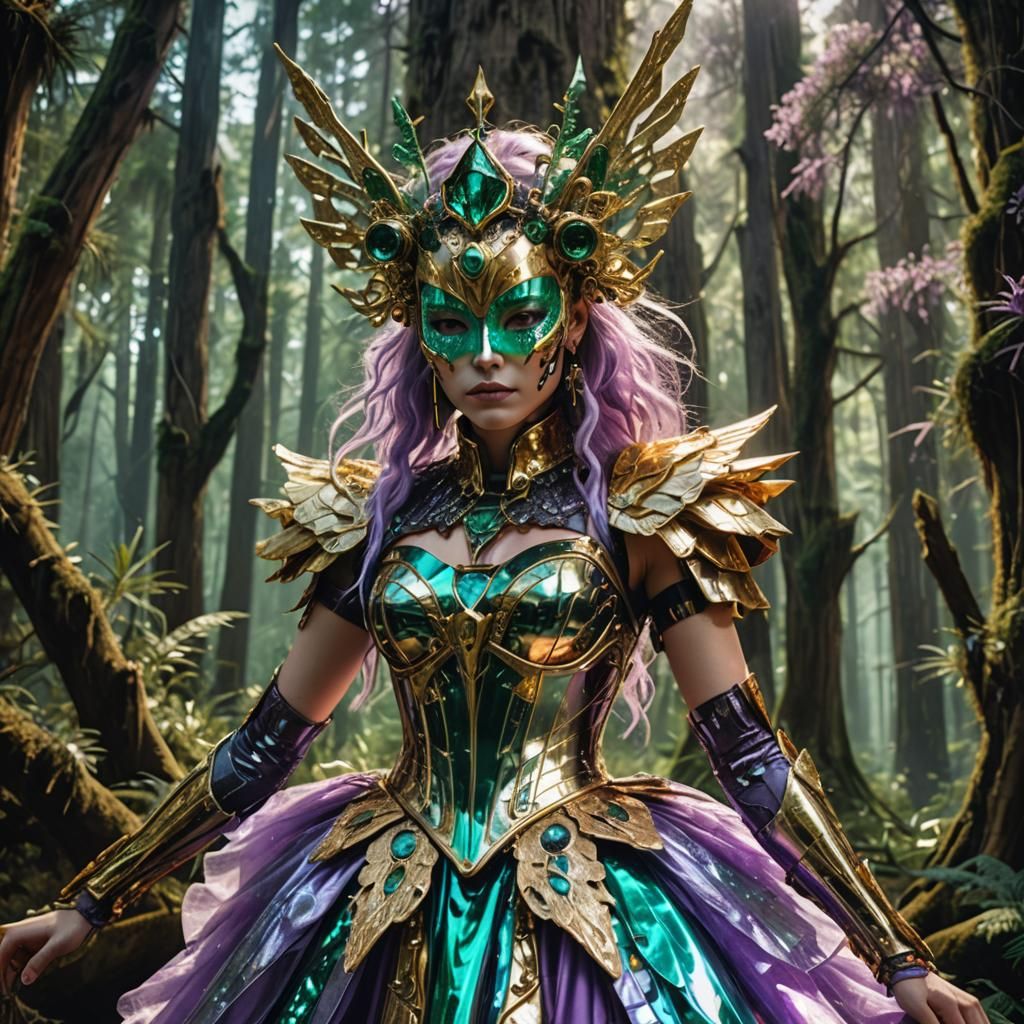 Biomechanical Fairy in Cyberpunk Cypress Forest