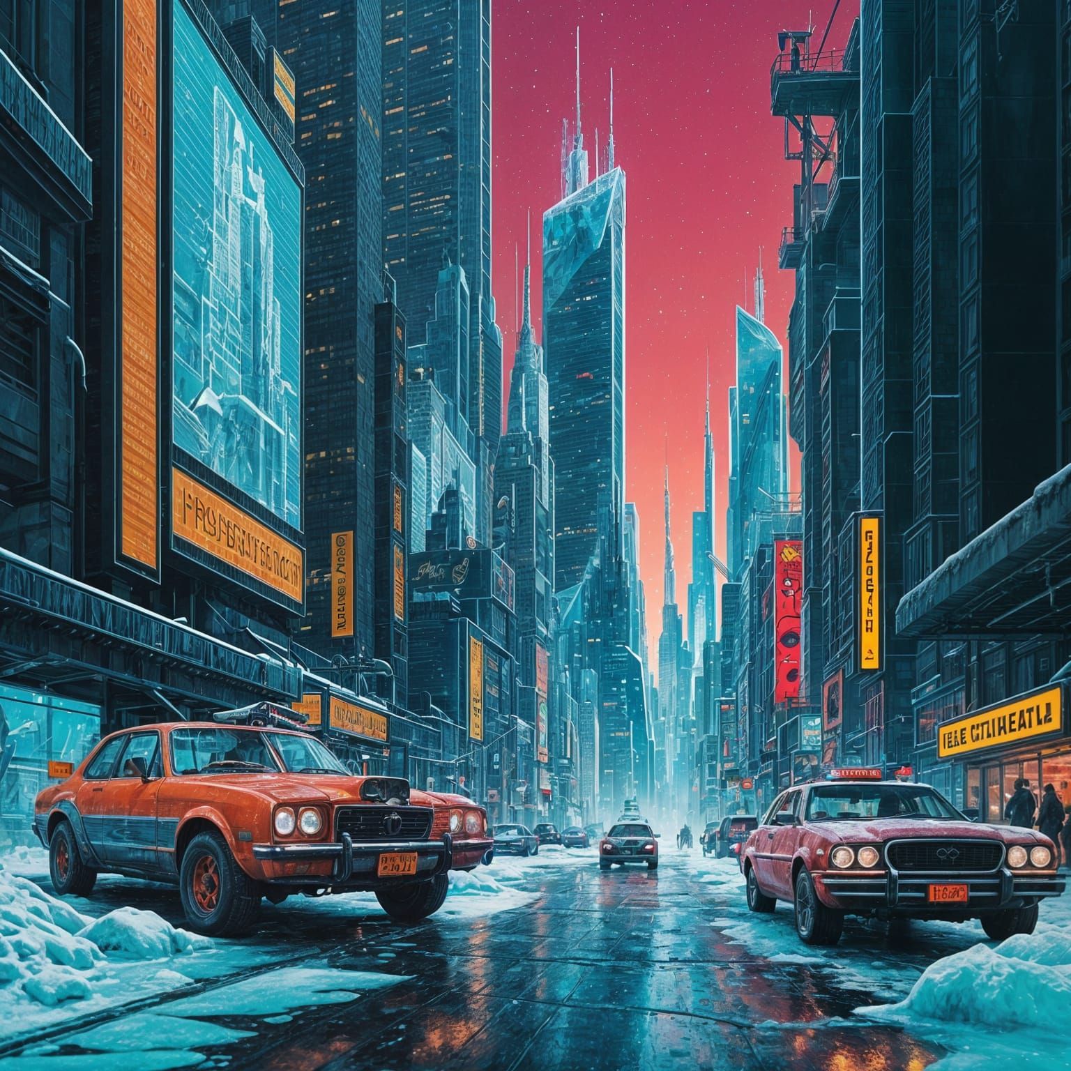 Futuristic Cityscape in Neon Colors